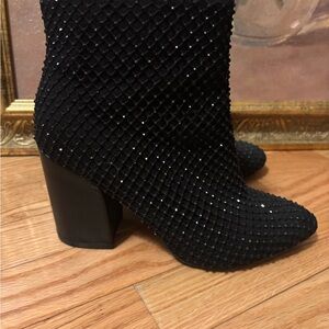 Sugar Black Textured Heeled Boots